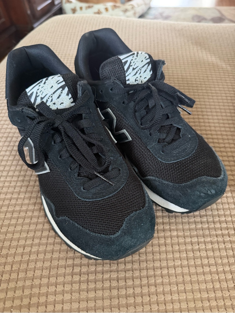 New Balance Black Mesh & Suede Athletic Sneakers